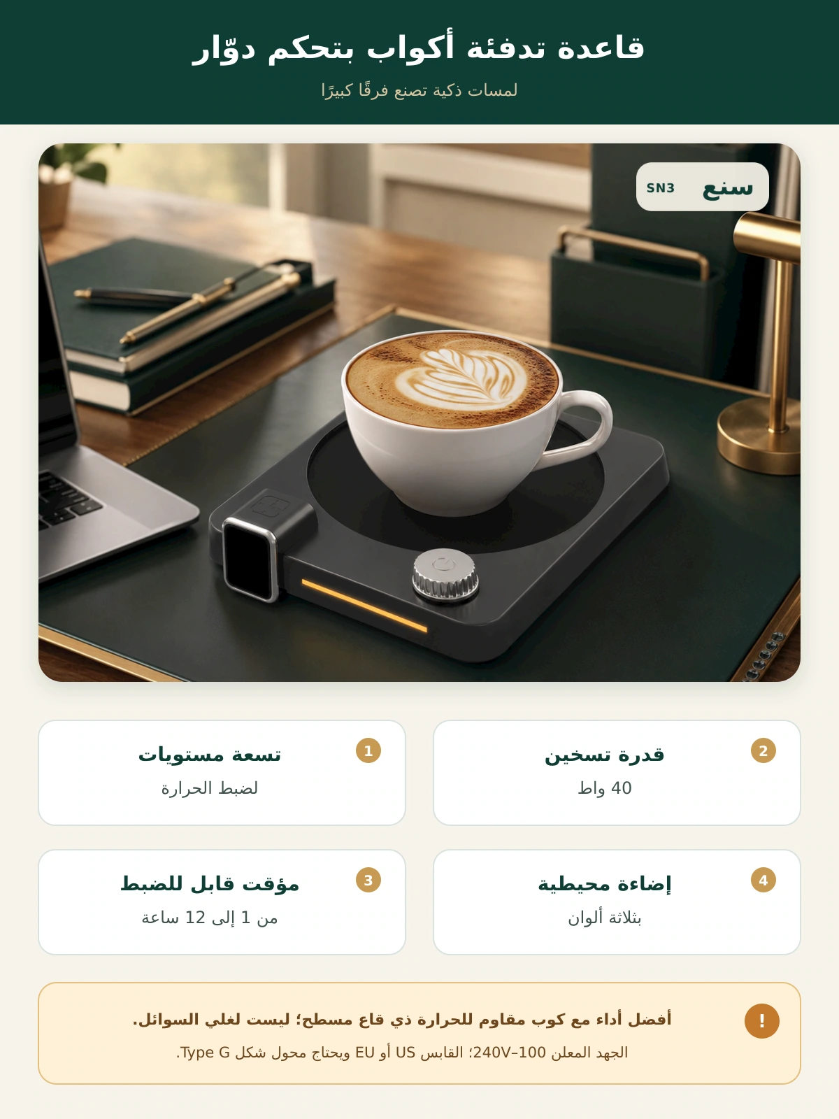 قاعدة تدفئة الأكواب – سنع